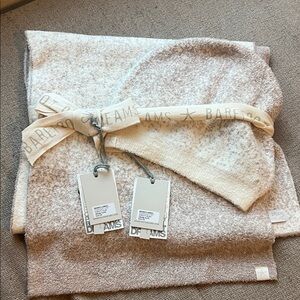 Barefoot Dreams Cozy Cream Scarf and Beanie Set
